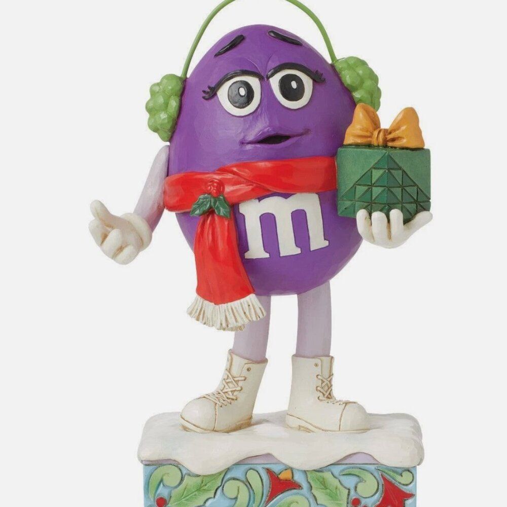Jim Shore M&M'S Purple M&M With Cozy Earmuffs and Gift Figurine 6015684 - Picture 1 of 5